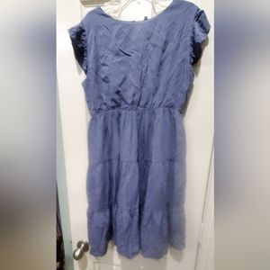 MISFAY Womens Summer Dress Ruffle Sleeve Round Neck Mini Dress Loose Flowy Swing